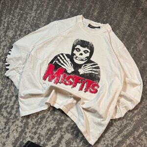 vintage White Misfits Graphic long sleeve Tee